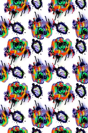 509409-手绘抽象水彩花卉  牡丹花  