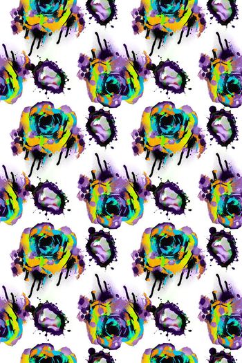 509411-手绘抽象水彩花卉  牡丹花  