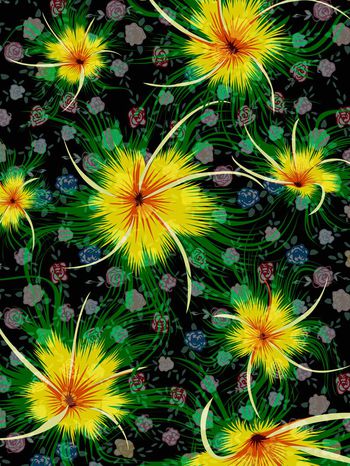 509658-变异花卉组合,适合时尚女装款式及面