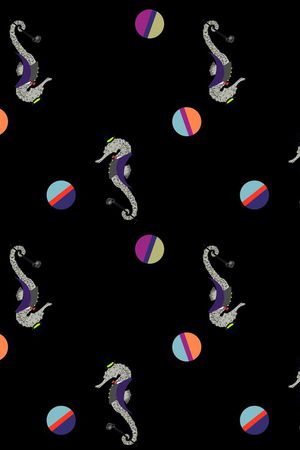 卡通  海马 小球印花华亿平台图片