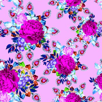 510190-欧美流行时尚手绘钻石花卉印花-现代