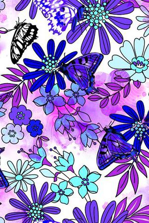 灵动蝴蝶浪漫花印花华亿平台图片