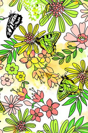 灵动蝴蝶浪漫花印花华亿平台图片