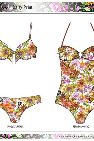 灵动蝴蝶浪漫花印花华亿平台图片