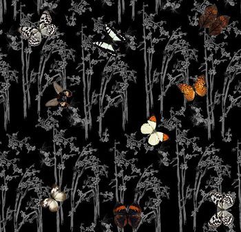 510509-时尚中国风手绘花枝蝴蝶数码印花