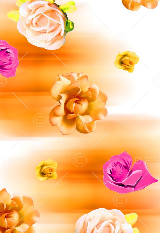 大朵花卉印花华亿平台图片