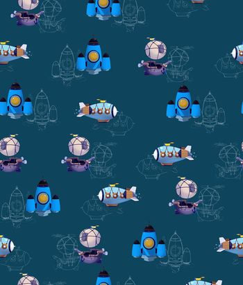 510689-宇宙飞船假想图卡通几何华亿平台