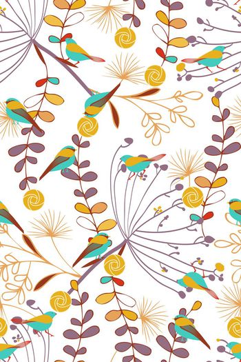 510710- 时尚枝干树杈几何小鸟混搭