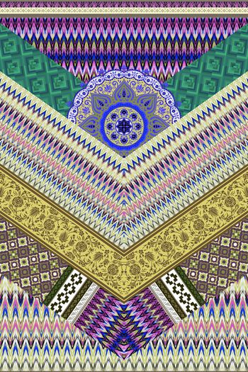 510835-民族风部落风格斜条纹曼陀罗图腾女装