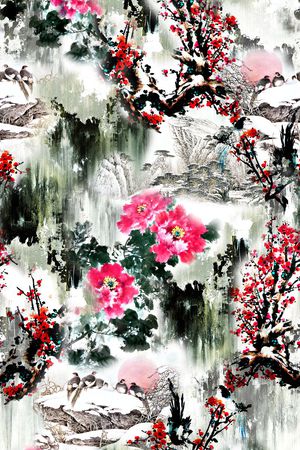 中国风印花华亿平台图片