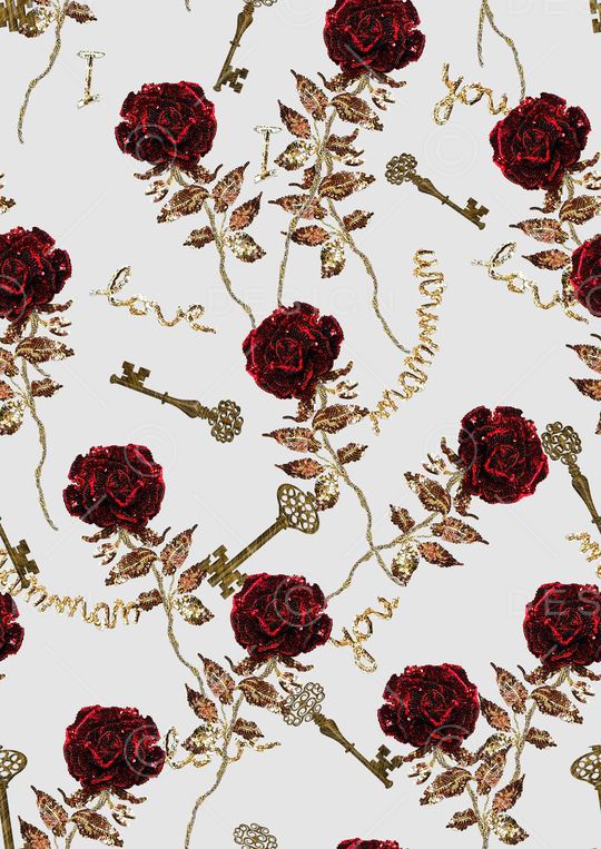 抽象玫瑰印花华亿平台图片