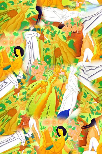 511230-抽象绘画 花卉 人物 几何组合