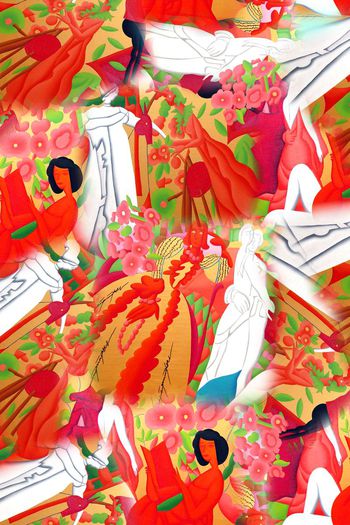 511232-抽象绘画 花卉 人物 几何组合