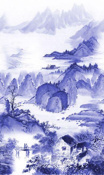 511250-中国风山水画工笔画水墨画锦绣山河