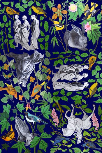 511293- 人物 动物 植物组合 绘画剪贴