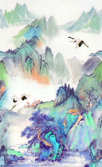 511434-中国风山水画水墨画