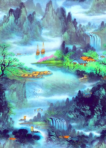 511436-中国风山水画水墨画