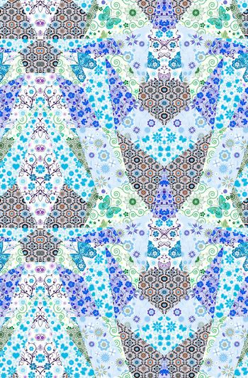 511514-传统纹理 花卉拼块组合 女装