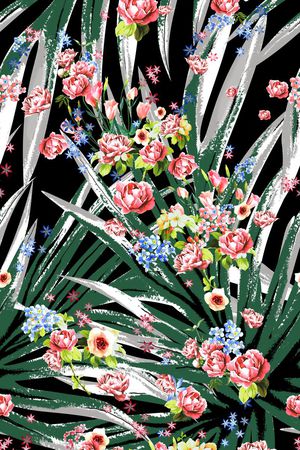 长叶子植物印花华亿平台图片