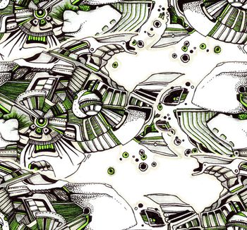 511670-抽象科幻风格 机械飞鱼 宇宙飞船