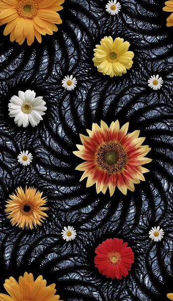 511787-复古 顿色金属质感漩涡 花卉 组合