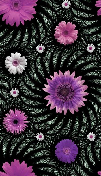 511788-复古 顿色金属质感漩涡 花卉 组合