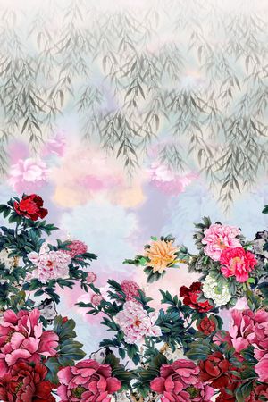 水墨底纹印花华亿平台图片