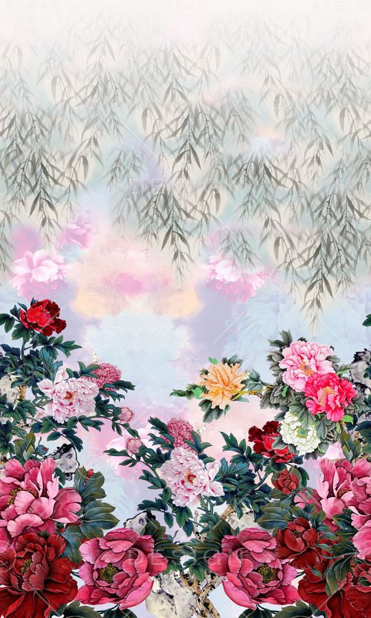 水墨底纹印花华亿平台图片