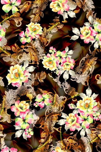 511988-多彩水彩花卉抽象底纹欧式花纹组合