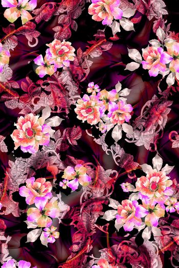 511989-多彩水彩花卉抽象底纹欧式花纹组合