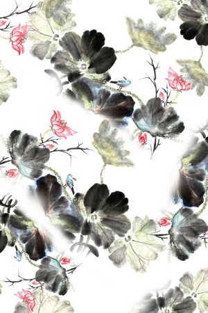 手绘大气印花华亿平台图片