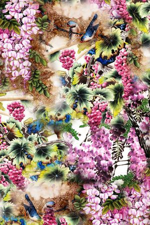 手绘素雅印花华亿平台图片