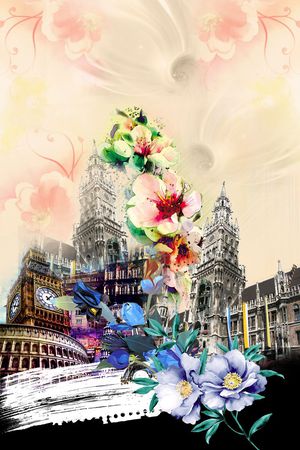 欧式 写意印花华亿平台图片