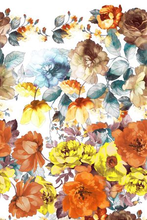 手绘 花卉印花华亿平台图片