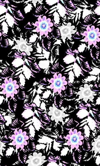 512097-钢笔画风格时尚涂鸦花卉上衣裙装印花