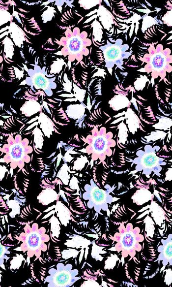 512098-钢笔画风格时尚涂鸦花卉上衣裙装印花