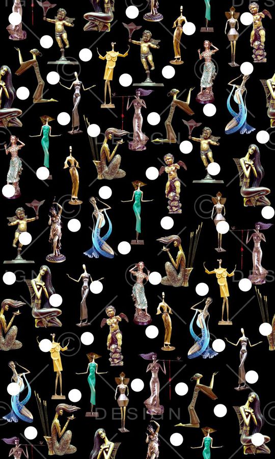 欧美 时尚 典雅 古代 艺术品 人物 几何 波点 复古 走秀印花华亿平台图片