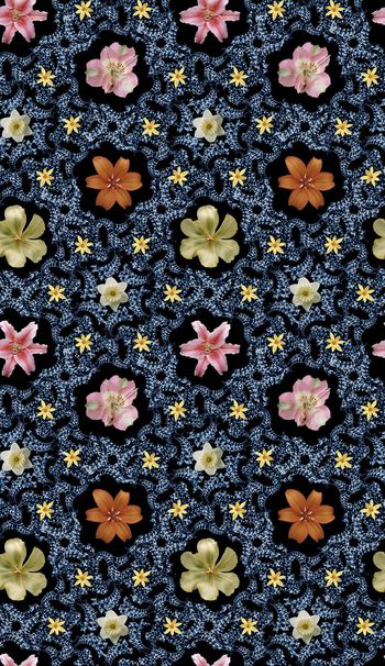 512223-复古 民俗底纹漩涡 花卉 组合 女