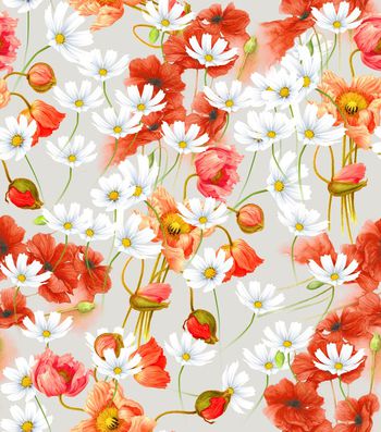 512228-潮流时尚D&G风格手绘罂粟花菊花组