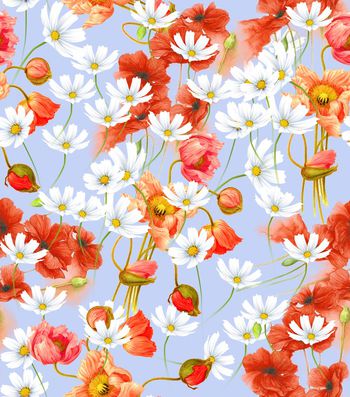 512229-潮流时尚D&G风格手绘罂粟花菊花组