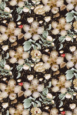 手绘花印花华亿平台图片