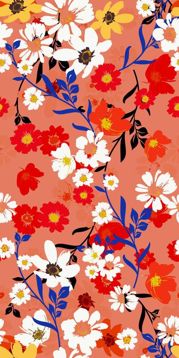 512380-潮流时尚手绘花卉数码印花服装箱包家