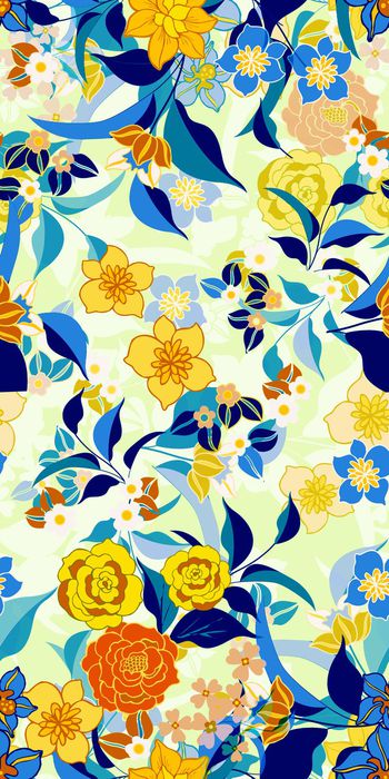 512423-潮流时尚异域风情手绘花卉数码印花服