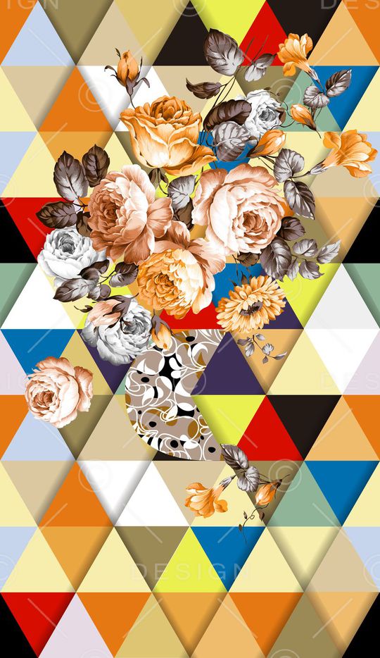 彩色几何印花华亿平台图片