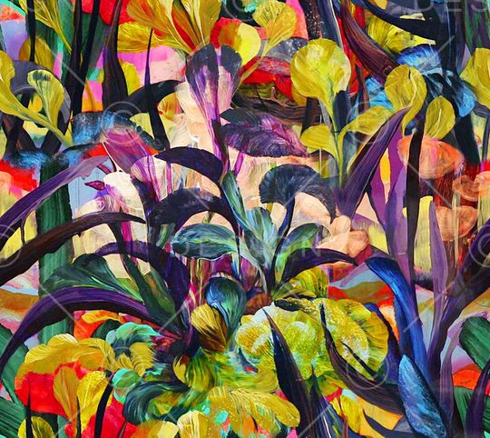 油画植物印花华亿平台图片