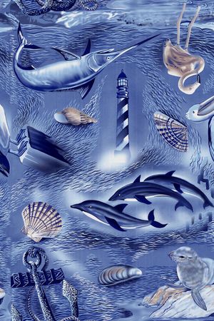 海洋生物印花华亿平台图片