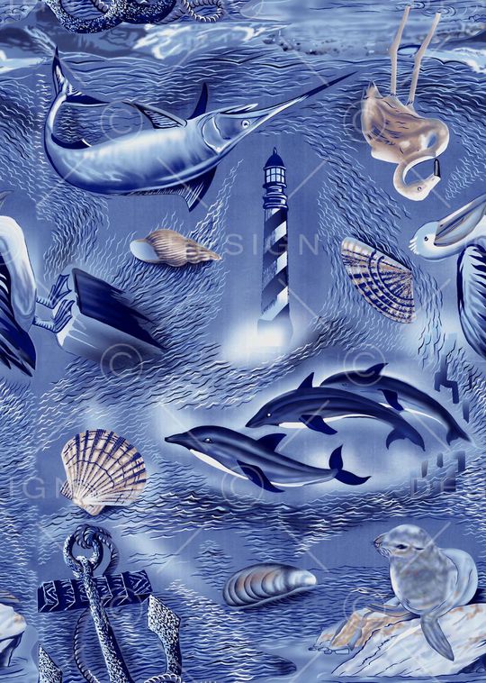 海洋生物印花华亿平台图片