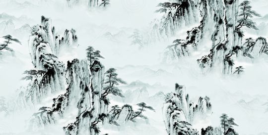 水墨画印花华亿平台图片