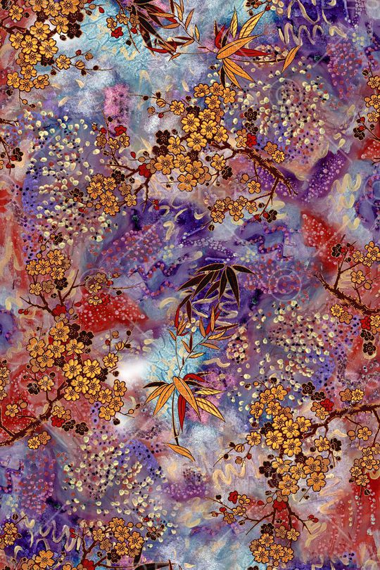 数码中老年雪纺印花华亿平台图片