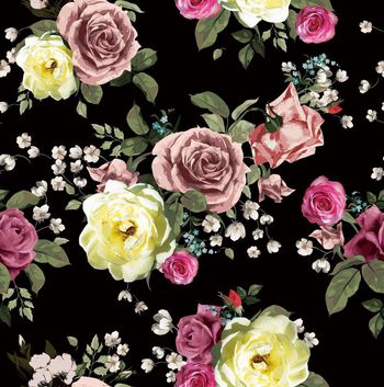 513063-复古欧美风手绘清新花卉